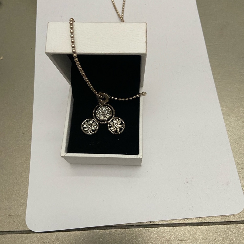 Pandora Silver and Gold-Tone Circle Necklace